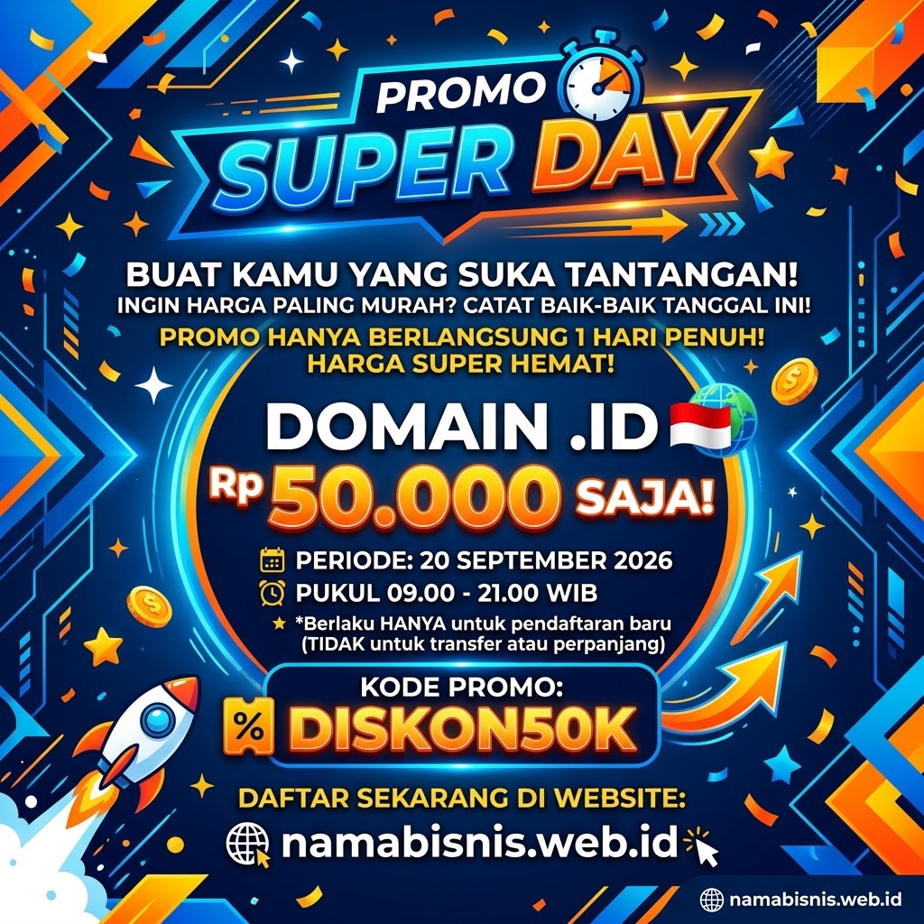 PROMO SUPER DAY: DOMAIN .ID CUMA Rp50.000!